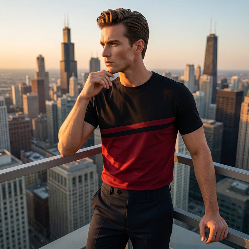 👕 49% OFF NOW! 🎨 Men's Color-Block Crew Neck T-Shirt – Soft cotton, modern cut & perfect for daily wear, sports or casual outings ✨