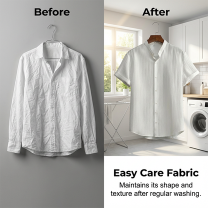 👔 LIMITED-TIME 49% OFF! ✨ Men's Textured 2-Piece Set – Shirt & Pants, Breathable, Coordinated 🧳
