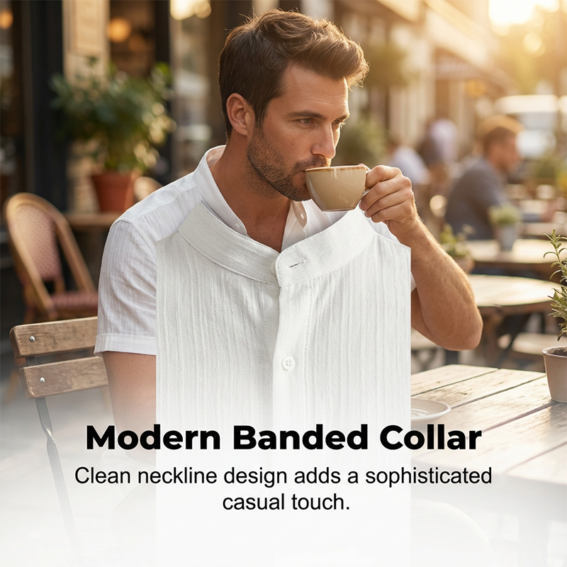 👔 LIMITED-TIME 49% OFF! ✨ Men's Textured 2-Piece Set – Shirt & Pants, Breathable, Coordinated 🧳
