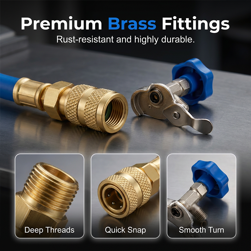 🔧 49% OFF NOW! ❄️ R134a AC Refrigerant Charging Hose with Gauge – Leak-proof, easy read & compatible with cars, trucks or home AC – safe DIY recharge 🚗