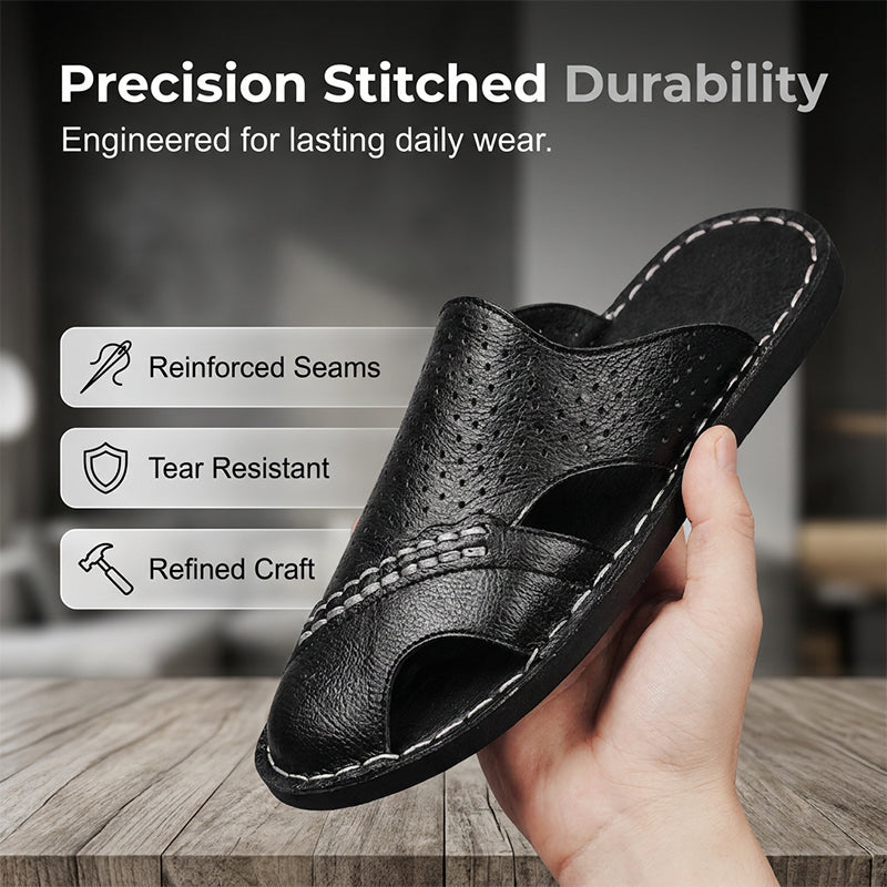 🌟Men's Closed-Toe Slippers🛋️Artificial Leather Non-slip Shoes