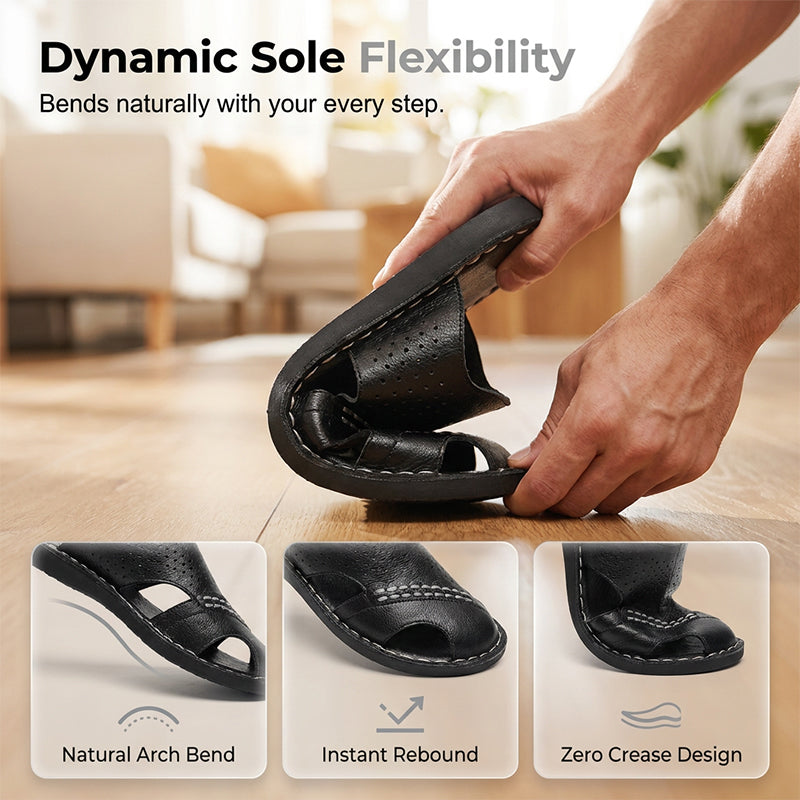 🌟Men's Closed-Toe Slippers🛋️Artificial Leather Non-slip Shoes