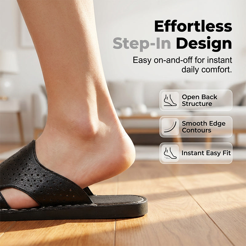 🌟Men's Closed-Toe Slippers🛋️Artificial Leather Non-slip Shoes