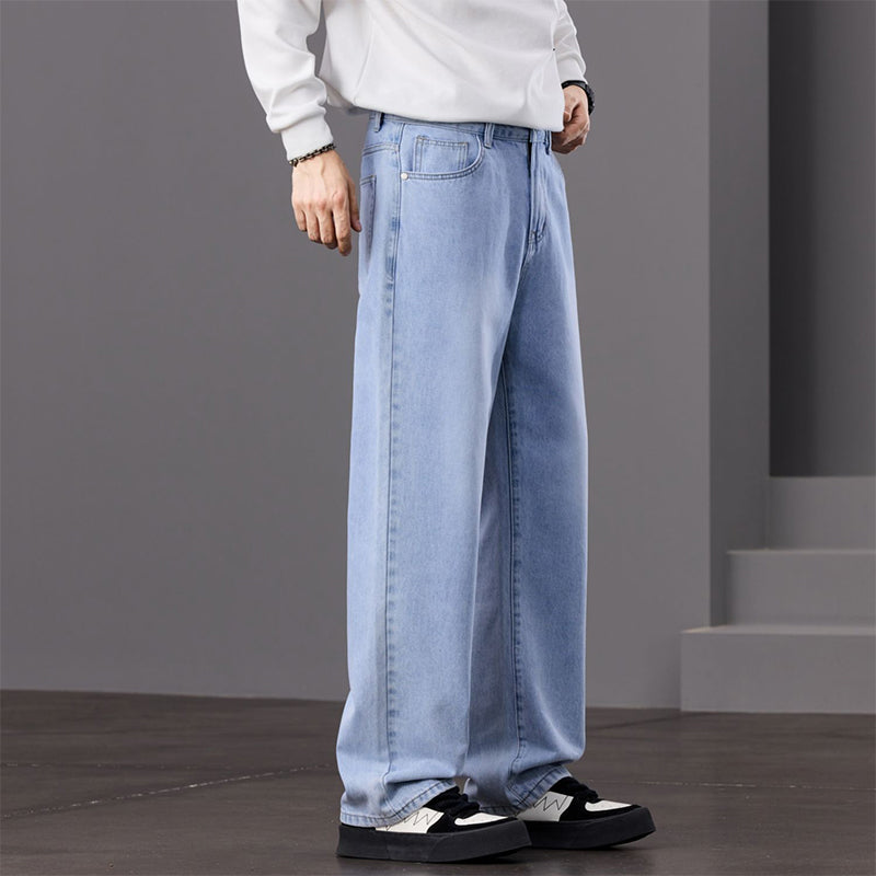 👖 LIMITED-TIME 49% OFF! ✨ Men's Vintage Wash Wide-Leg Denim Jeans – Distressed, Relaxed Fit, Versatile 🎸