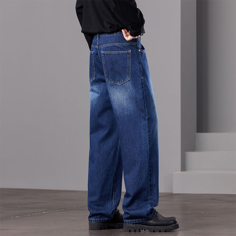 👖 LIMITED-TIME 49% OFF! ✨ Men's Vintage Wash Wide-Leg Denim Jeans – Distressed, Relaxed Fit, Versatile 🎸