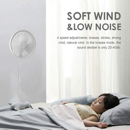 🥳2026 HOT SALE🥳💞50K+ SOLD!🌀🔋 49% OFF! Telescopic Folding USB Fan – Adjustable height, 180° tilt, 4 speeds & quiet. 3600mAh battery, 24H runtime. Perfect for home or travel! 💨✨