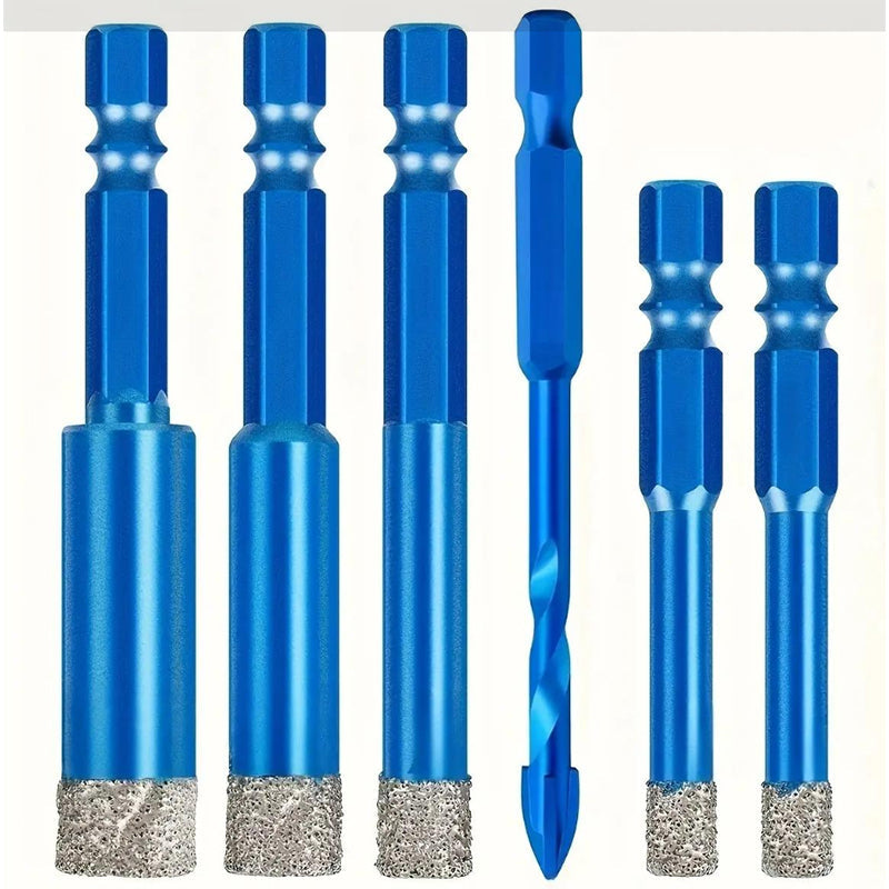 🔥2026 New Arrival ＆ Hot Sale ＆ 49％ Off🔥Porcelain Glass Ceramic Tile Dry Cut Diamond Drill Bit 6-Piece Set