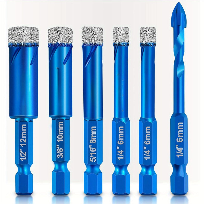 🔥2026 New Arrival ＆ Hot Sale ＆ 49％ Off🔥Porcelain Glass Ceramic Tile Dry Cut Diamond Drill Bit 6-Piece Set