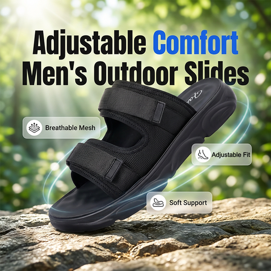 ⏰ LIMITED-TIME 49% OFF! 🏃 Men's Adjustable Dual-Strap Slide Sandals – Breathable Mesh, Cushioned, Secure Fit ✨