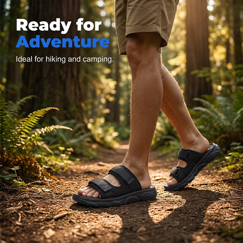⏰ LIMITED-TIME 49% OFF! 🏃 Men's Adjustable Dual-Strap Slide Sandals – Breathable Mesh, Cushioned, Secure Fit ✨