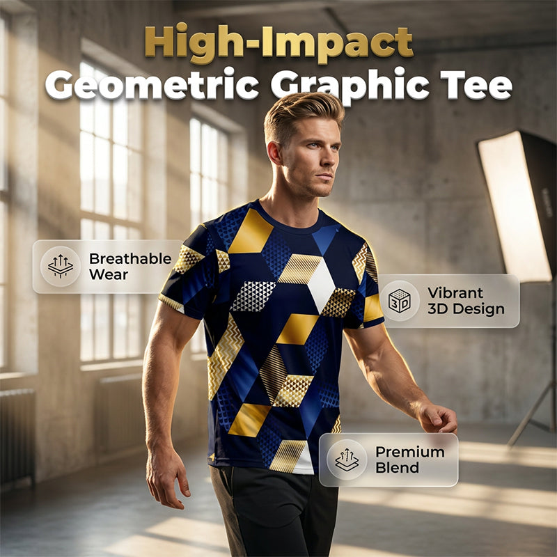👕 49% OFF NOW! 🔷 Men's 3D Geometric Print Crew Neck Shirt🎨