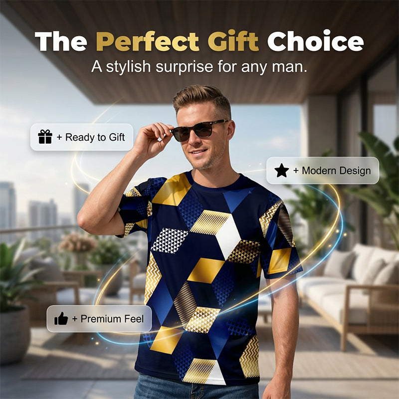 👕 49% OFF NOW! 🔷 Men's 3D Geometric Print Crew Neck Shirt🎨