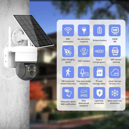 📢📢49% OFF !! ⏰ Solar Surveillance Camera – 1080P HD, motion detection & night vision – wireless, weatherproof & works off-grid – perfect for driveways, gardens or remote areas ☀️