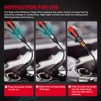 🔥LIMITED TIME 49% OFF!🔥 🚗🧪⚠️ High-Precision Brake Fluid Tester – Quick Moisture Detection, 3-Colour Alert & Flexible Metal Probe