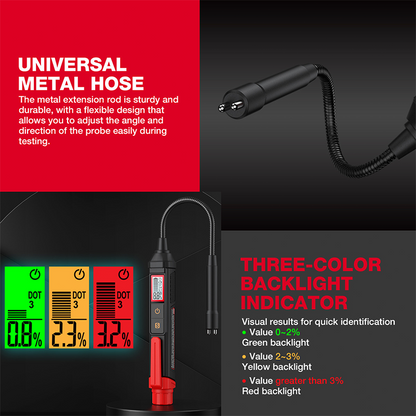🔥LIMITED TIME 49% OFF!🔥 🚗🧪⚠️ High-Precision Brake Fluid Tester – Quick Moisture Detection, 3-Colour Alert & Flexible Metal Probe
