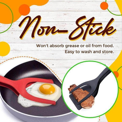 ⏳Time-Limited Special⏰2-in-1 Spatula Clip – Heat-Resistant Silicone & Non-Slip Handle – Kitchen Cooking Essential