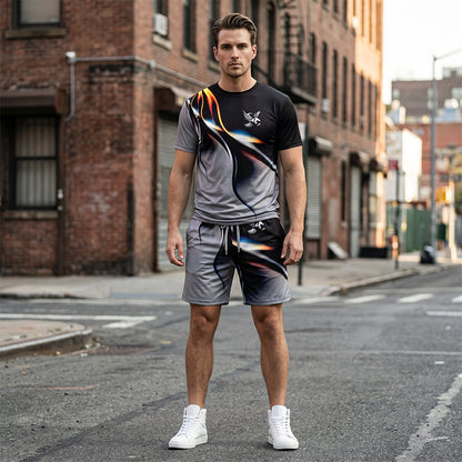 👕40% OFF!🍃Men's Abstract Print T-Shirt and Shorts Set