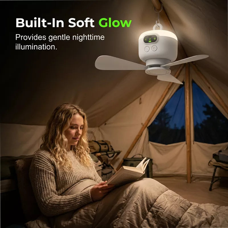 💡49% OFF NOW ! ⚡ Rechargeable Ceiling Fan with LED Lights – Dual-use cooling & lighting, long battery life, portable hanging design ✨