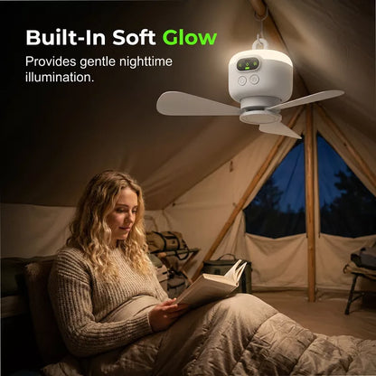 💡49% OFF NOW ! ⚡ Rechargeable Ceiling Fan with LED Lights – Dual-use cooling & lighting, long battery life, portable hanging design ✨