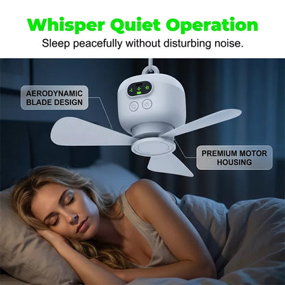 💡49% OFF NOW ! ⚡ Rechargeable Ceiling Fan with LED Lights – Dual-use cooling & lighting, long battery life, portable hanging design ✨