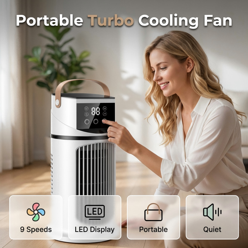 🏆LAST DAY SALE 49% OFF🔥Mist Humidifier Cold Fan, Air Cooler, 9 Speed Settings + Three-Hole Spray, 8-Hour Timer