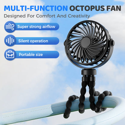 🏖️Summer Day Special Price:£11.99!!❄️Mini Handheld Multi-Function Octopus Fan🐙