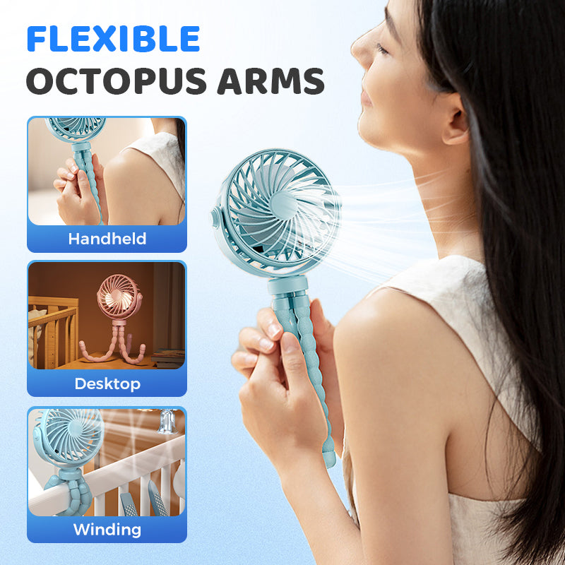🏖️Summer Day Special Price:£11.99!!❄️Mini Handheld Multi-Function Octopus Fan🐙