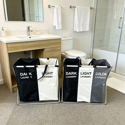 🧺👕🔄 LIMITED-TIME 49% OFF! ✨📦 Foldable 3-Section Laundry Hamper Sorter – Space-Saving, Lightweight, for Bedroom & Bathroom 🏠🧼