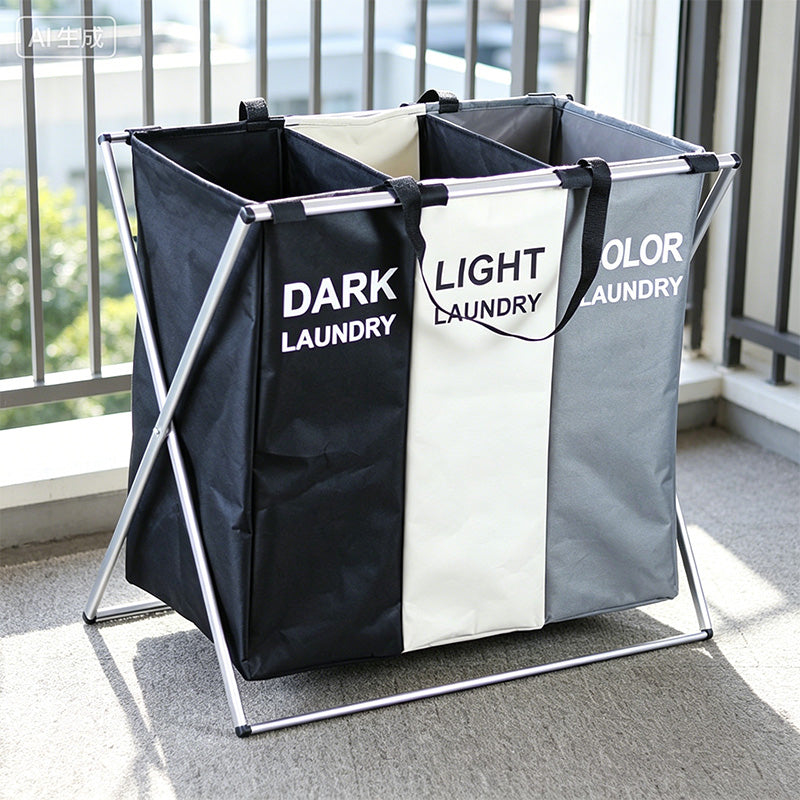 🧺👕🔄 LIMITED-TIME 49% OFF! ✨📦 Foldable 3-Section Laundry Hamper Sorter – Space-Saving, Lightweight, for Bedroom & Bathroom 🏠🧼