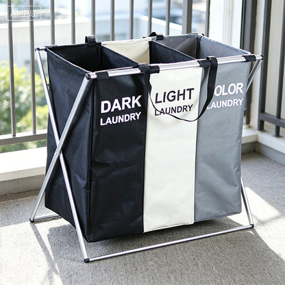 🧺👕🔄 LIMITED-TIME 49% OFF! ✨📦 Foldable 3-Section Laundry Hamper Sorter – Space-Saving, Lightweight, for Bedroom & Bathroom 🏠🧼