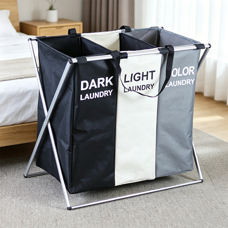 🧺👕🔄 LIMITED-TIME 49% OFF! ✨📦 Foldable 3-Section Laundry Hamper Sorter – Space-Saving, Lightweight, for Bedroom & Bathroom 🏠🧼