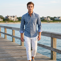 👔49% OFF! ✨Men's Modern Fit Windowpane Shirt – Contrast Details, Button-Down, Premium Blend 🍁