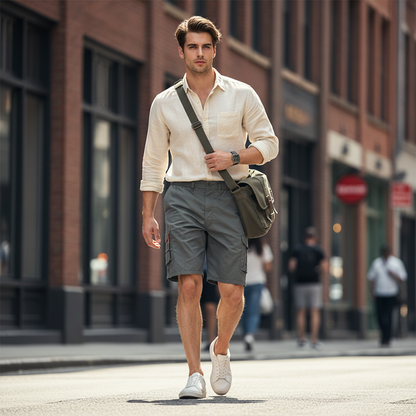 📢📢49% OFF !! ⏰Men's Cargo Shorts – Elastic Waist, Multi-Pocket, Durable 🍁