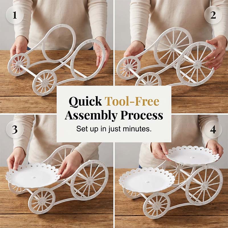 🍰 LIMITED-TIME 49% OFF! ✨ Two-Tier Carriage Serving Stand – Elegant, Heart Details, Tool-Free Assembly 🍽️