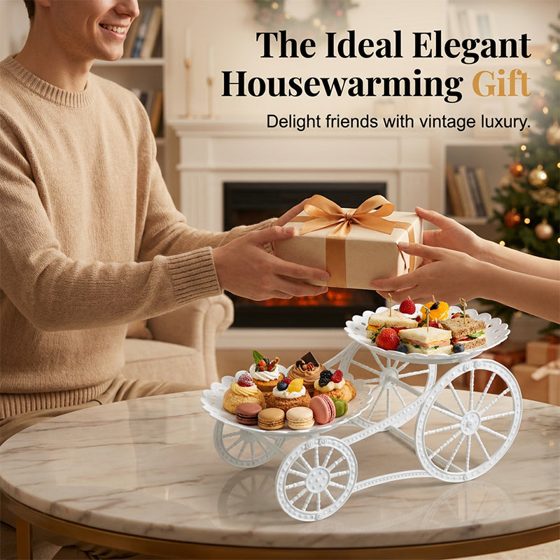 🍰 LIMITED-TIME 49% OFF! ✨ Two-Tier Carriage Serving Stand – Elegant, Heart Details, Tool-Free Assembly 🍽️