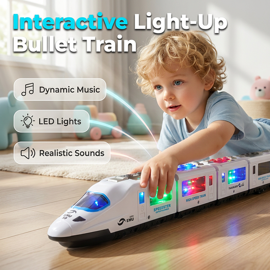 🚂 49% OFF NOW! ✨ Electric Bullet Train Toy – Light-Up, Bump & Go, with Music – Interactive design, perfect for toddlers – develops motor skills and imagination 🎶