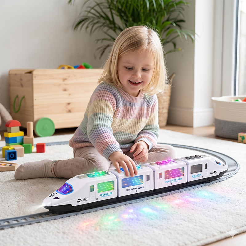 🚂 49% OFF NOW! ✨ Electric Bullet Train Toy – Light-Up, Bump & Go, with Music – Interactive design, perfect for toddlers – develops motor skills and imagination 🎶