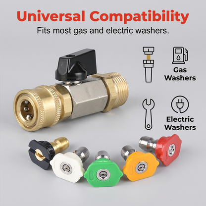🔧 LIMITED-TIME 49% OFF! ✨ Pressure Washer Shut-Off Valve – Quick Connect, Brass, M22 Fitting 💦