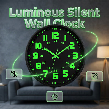 🕐 LIMITED-TIME 49% OFF! ✨ Luminous Wall Clock – Silent, 12-Inch, Day & Night Visibility 🌙