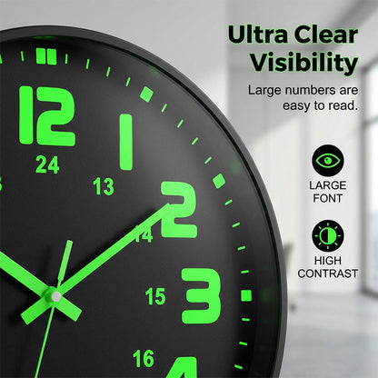 🕐 LIMITED-TIME 49% OFF! ✨ Luminous Wall Clock – Silent, 12-Inch, Day & Night Visibility 🌙
