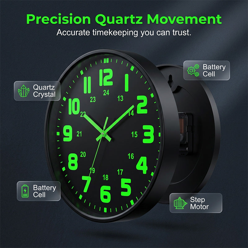 🕐 LIMITED-TIME 49% OFF! ✨ Luminous Wall Clock – Silent, 12-Inch, Day & Night Visibility 🌙