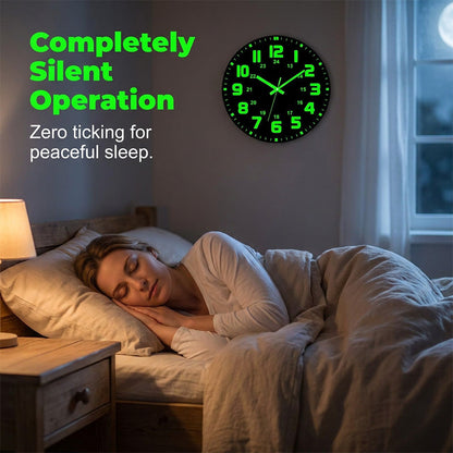 🕐 LIMITED-TIME 49% OFF! ✨ Luminous Wall Clock – Silent, 12-Inch, Day & Night Visibility 🌙