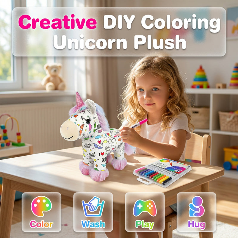 🦄Last day sale 49% OFF🔥DIY Color-In Unicorn Plush Toy Kit