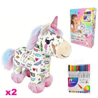 🦄Last day sale 49% OFF🔥DIY Color-In Unicorn Plush Toy Kit