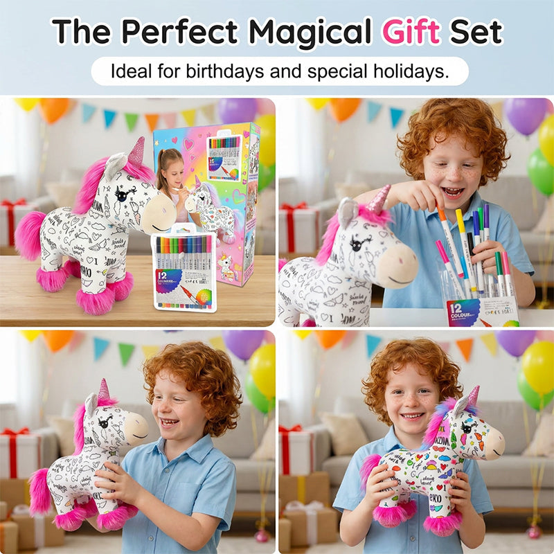 🦄Last day sale 49% OFF🔥DIY Color-In Unicorn Plush Toy Kit