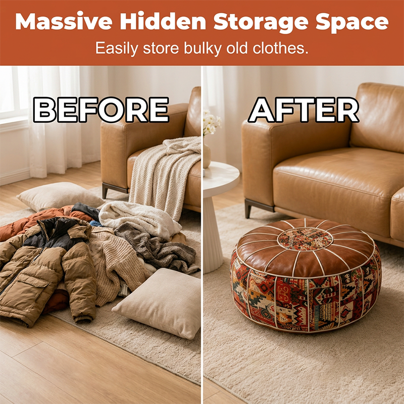 🛋️ LIMITED-TIME 49% OFF! ✨ Multifunctional Storage Ottoman Pouf – Decorative, Spacious, Versatile 🏠