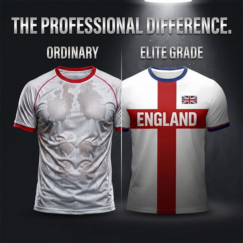 ⚽️40% OFF England Football Tee – Red Cross & Flag Graphic, Athletic Fit, Breathable for World Cup 2026 🏆⚽