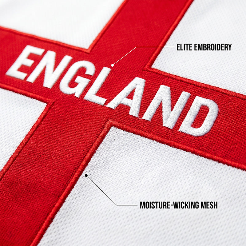 ⚽️40% OFF England Football Tee – Red Cross & Flag Graphic, Athletic Fit, Breathable for World Cup 2026 🏆⚽