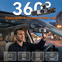 📹 49% OFF NOW! 🚗 360° Panoramic 4-Channel Dash Cam – 1080P Full HD with night vision – Quad-camera system, parking monitor – ultimate car security and coverage 🌙