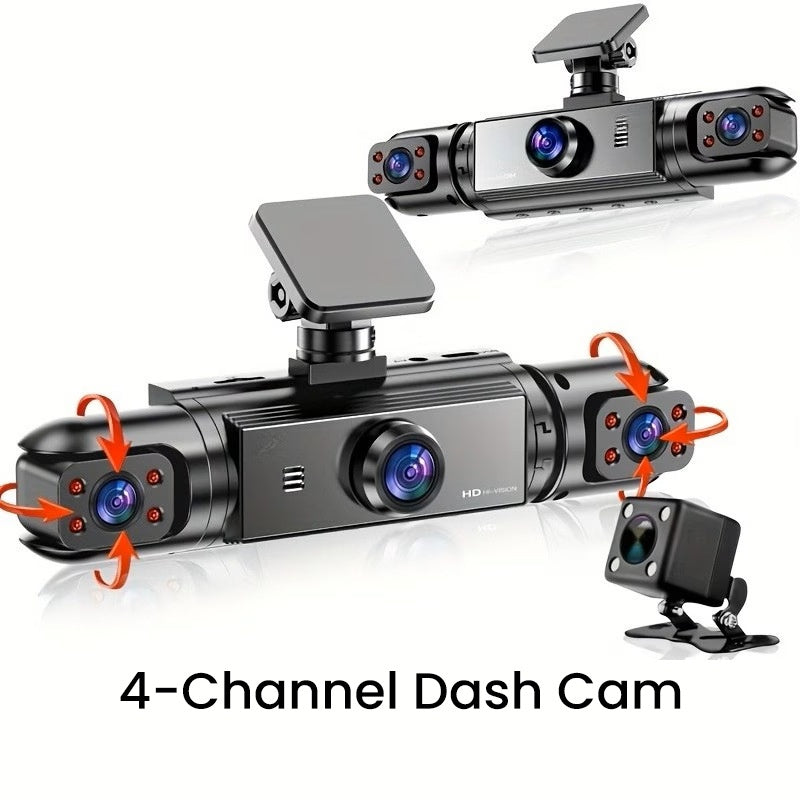 📹 49% OFF NOW! 🚗 360° Panoramic 4-Channel Dash Cam – 1080P Full HD with night vision – Quad-camera system, parking monitor – ultimate car security and coverage 🌙
